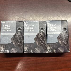 NEW 3Pk Dove Men + Care EXFOLIATE Charcoal Clove Cleansing Bar Soap Set 5oz/ea